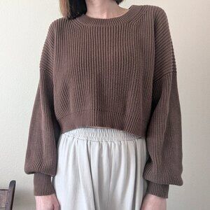 First Rite Cotton Crop Crew Sweater Cocoa